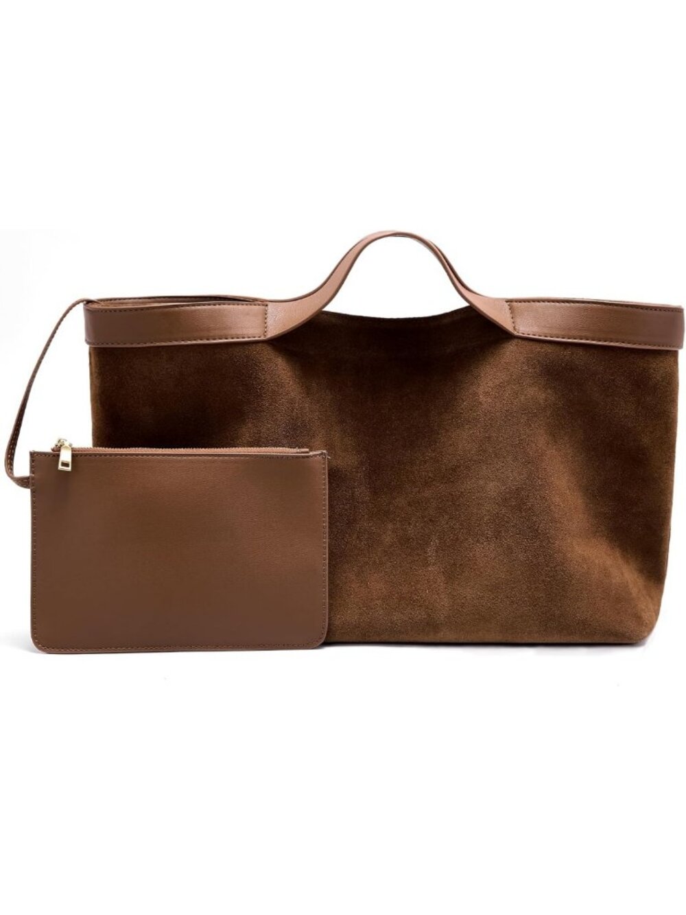 Chic Suede Tote Bag for Women - Slouchy Leather Shoulder Purse with Pouch